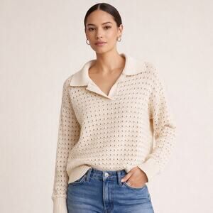 Joie Polo-Style Open-Knit Sweater – XS